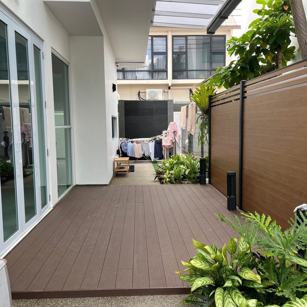 Aluminium decking installed on a Singapore landed home patio